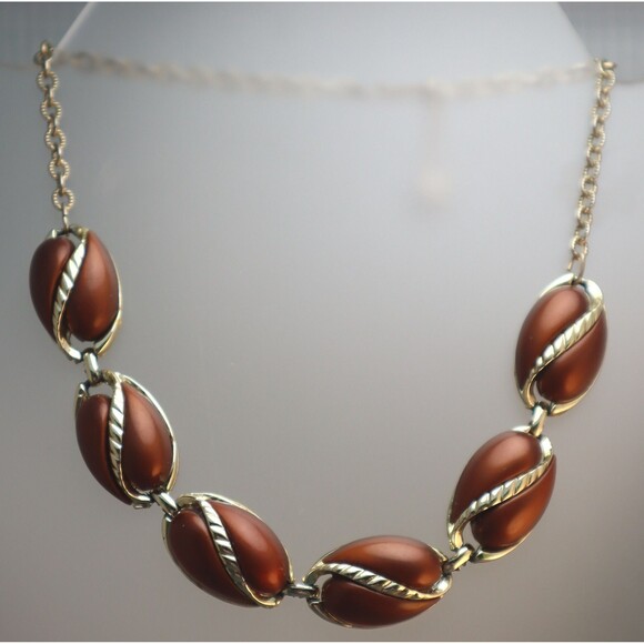 Vintage Bronze Thermoset Necklace Teardrop Links - Picture 2 of 5